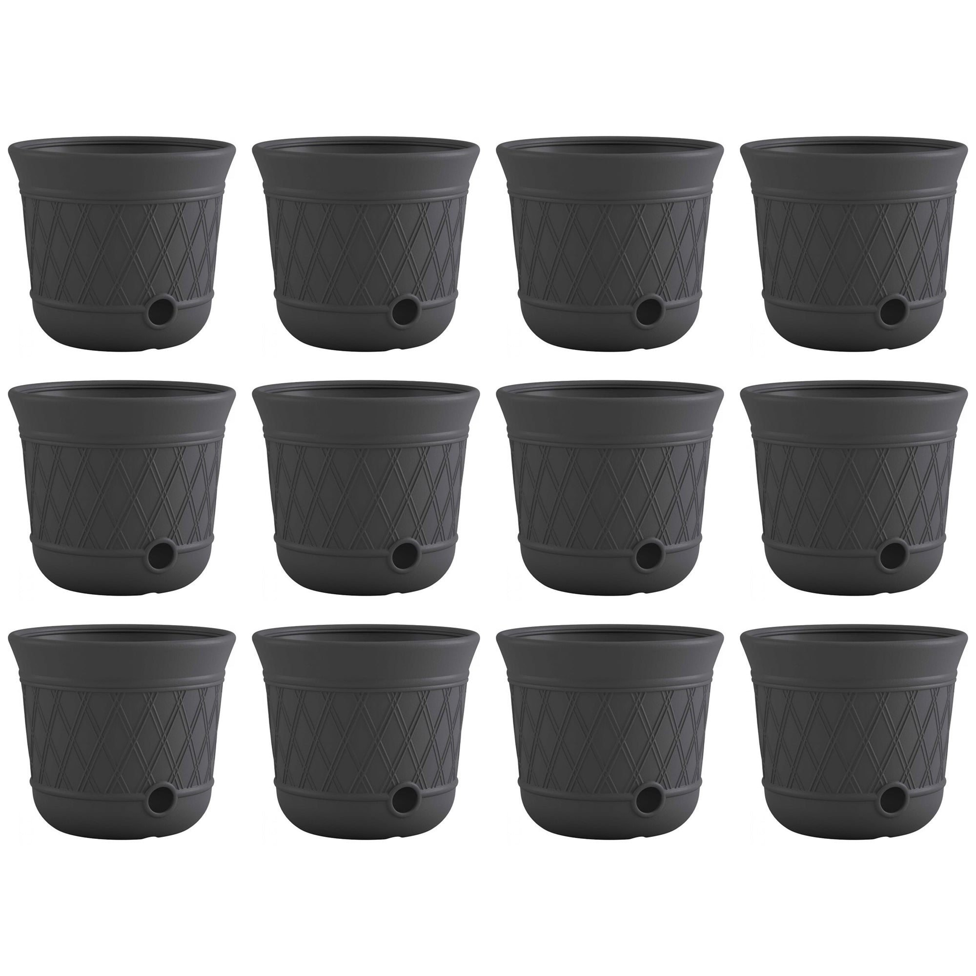 Suncast 14'' x 12" Decorative Hideaway Garden Hose Storage Pot, Gray (12 Pack)