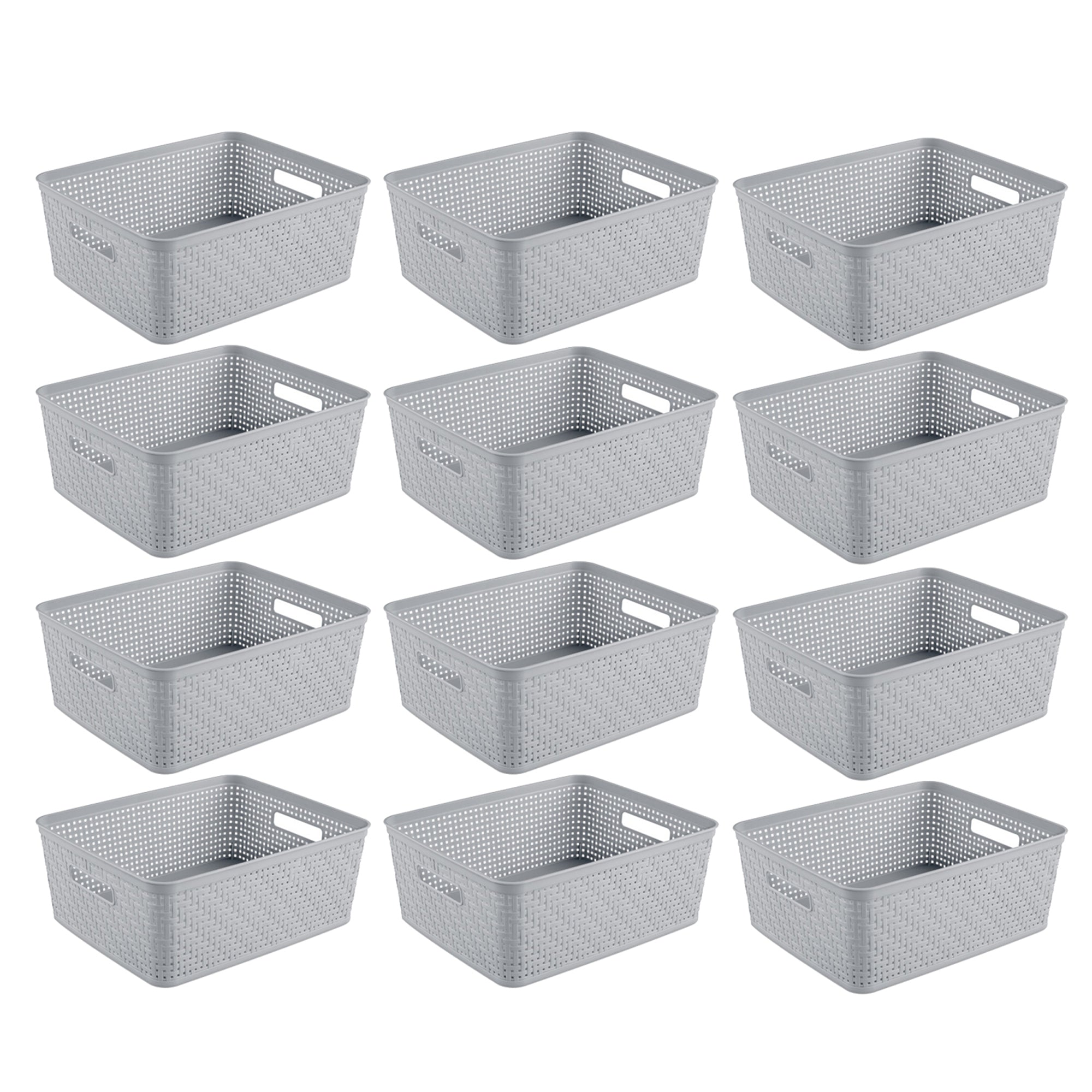 Sterilite 14'' x 11.5'' x 5'' Woven Rectangular Short Basket Organizer (12 Pack) - VMInnovations