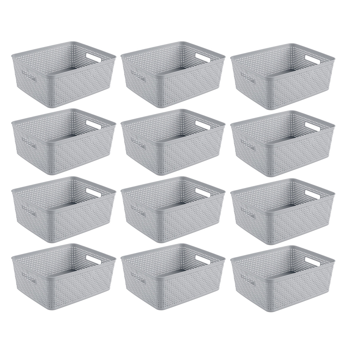 Sterilite 14'' x 11.5'' x 5'' Woven Rectangular Short Basket Organizer (12 Pack)