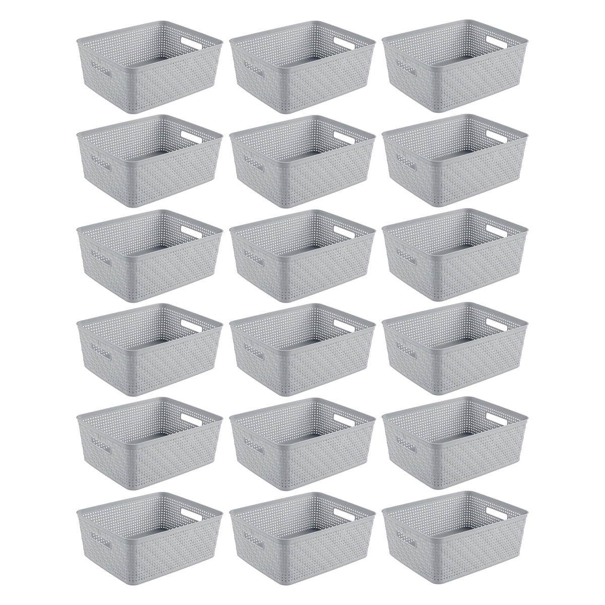 Sterilite 14'' x 11.5'' x 5'' Woven Rectangular Short Basket Organizer (18 Pack) - VMInnovations