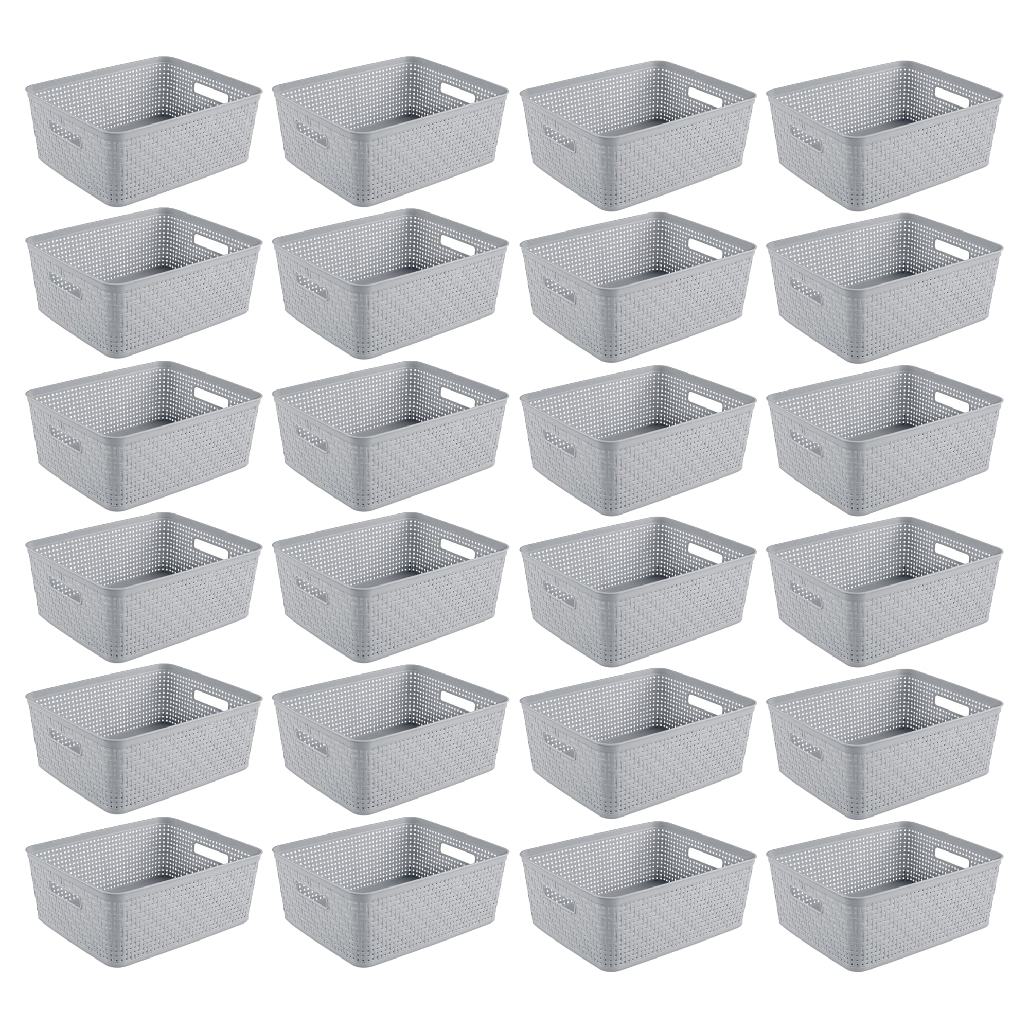 Sterilite 14'' x 11.5'' x 5'' Woven Rectangular Short Basket Organizer (24 Pack)