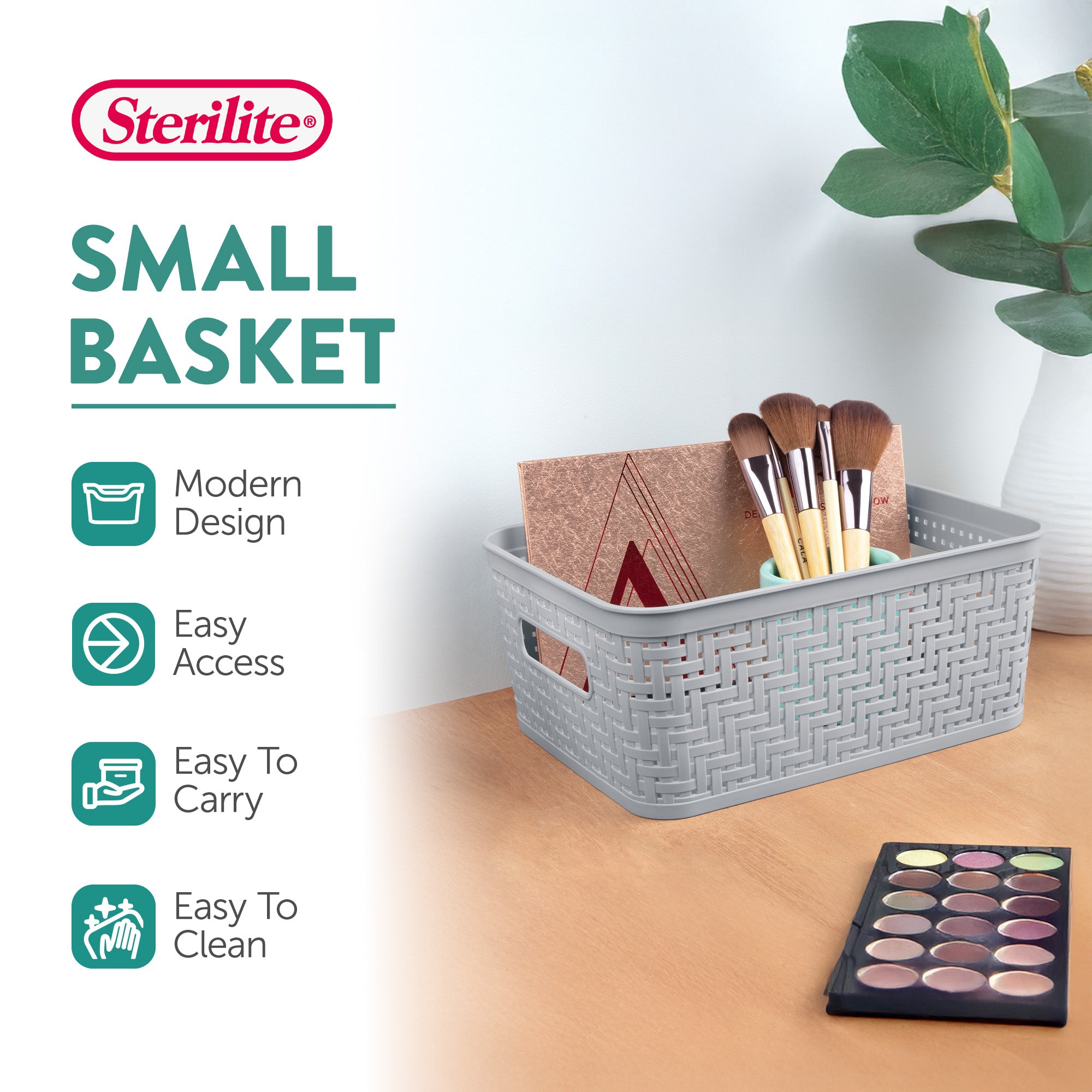 Sterilite 10x8x4.25 In Rectangular Short Basket for Home Organization (16 Pack)