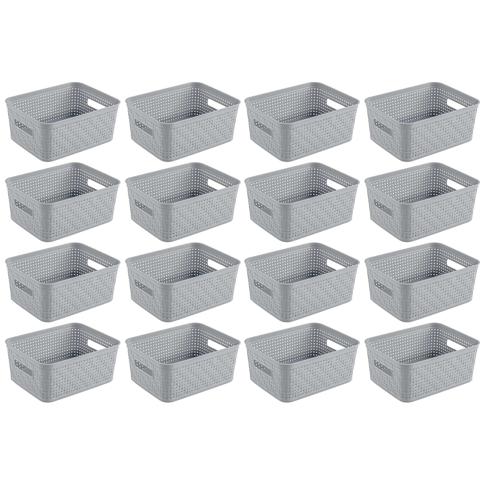 Sterilite 10x8x4.25 In Rectangular Short Basket for Home Organization (16 Pack)