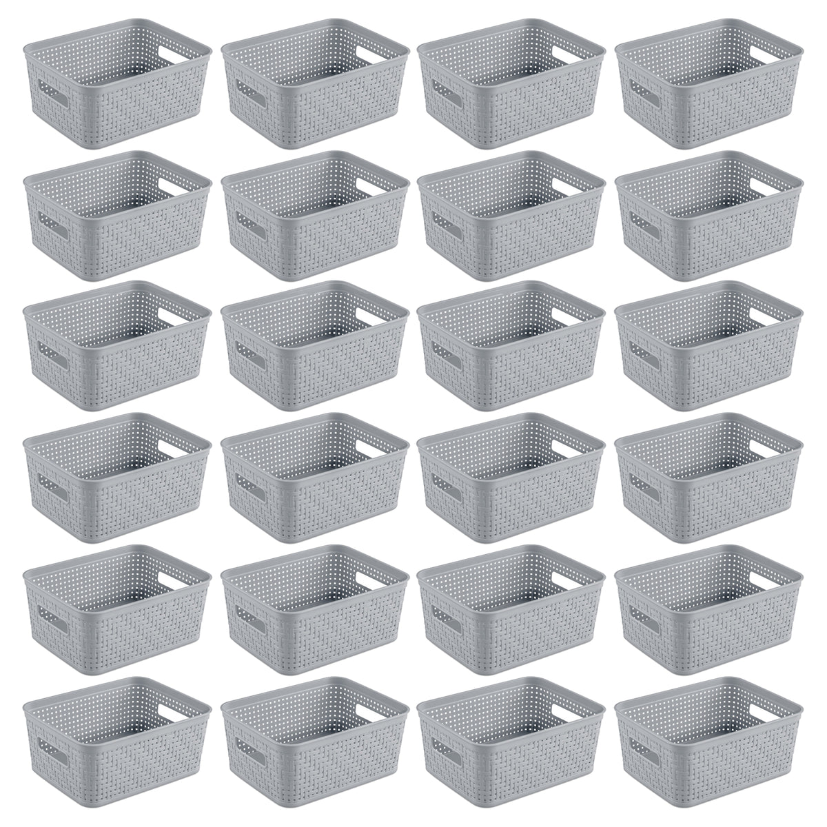 Sterilite 10x8x4.25 In Rectangular Short Basket for Home Organization (24 Pack)