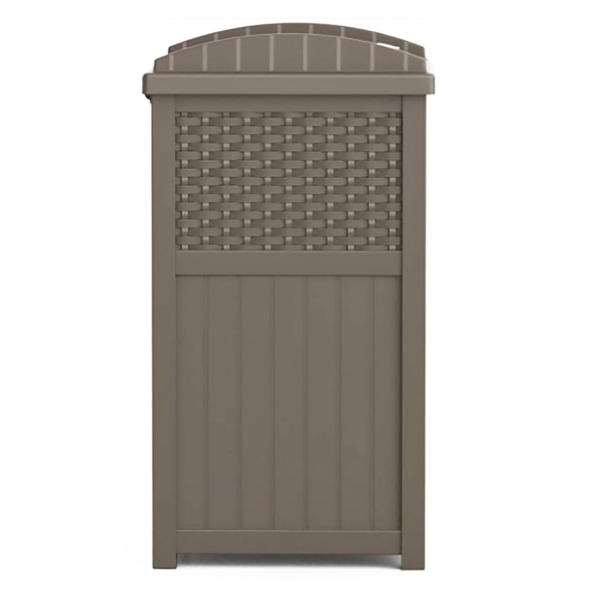 Suncast Wicker Plastic Hideaway Trash Can with Latching Lid, Dark Taupe (3 Pack) - VMInnovations