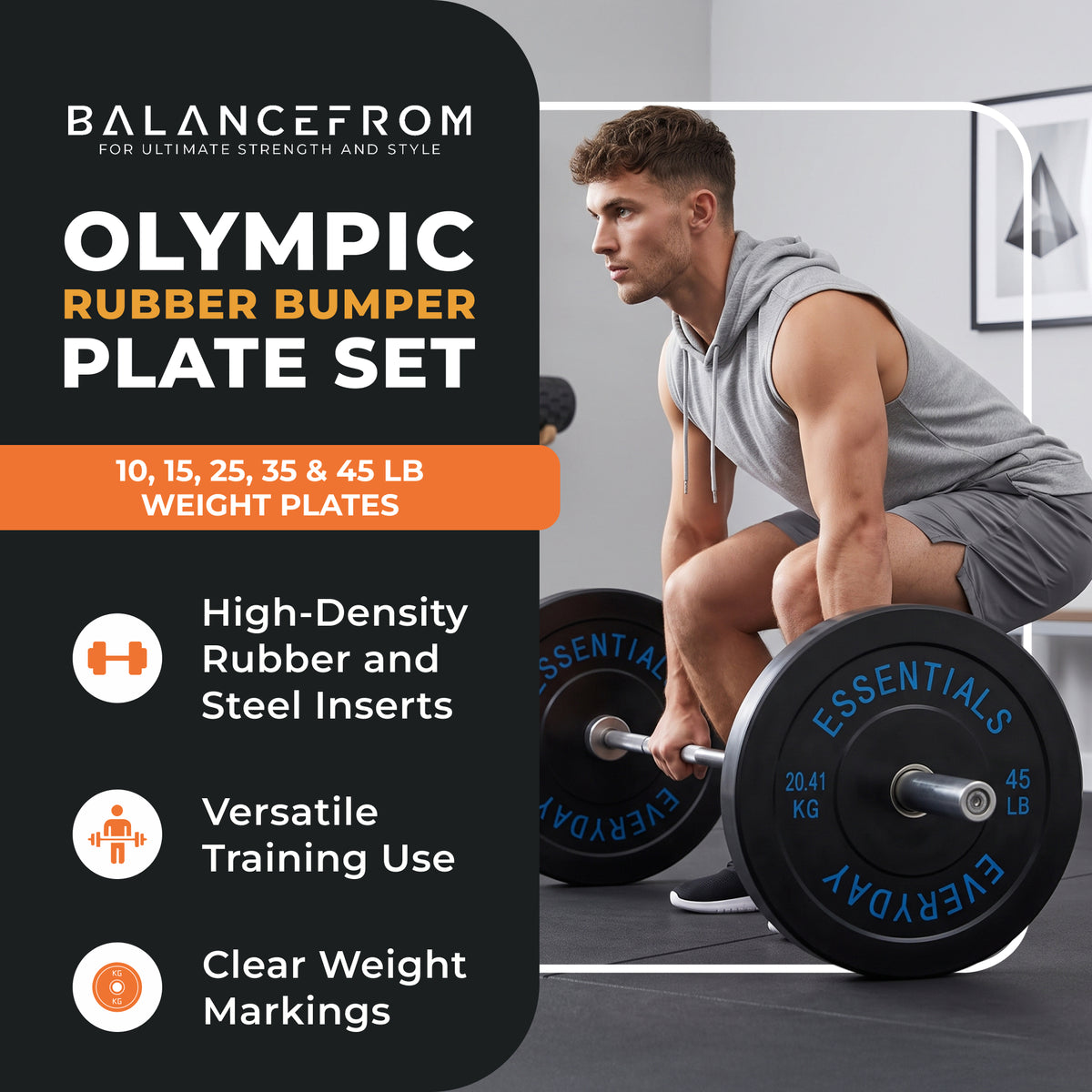 BalanceFrom Fitness 260 Pound Olympic Bumper Strength Training Weight Plate Set - VMInnovations