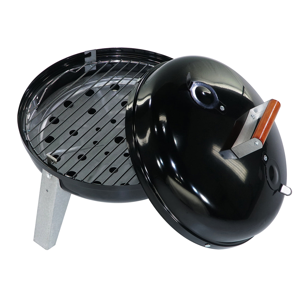 Americana Lock N Go Charcoal Grill w/Locking Hood & Bowl, Black (Open Box) - VMInnovations