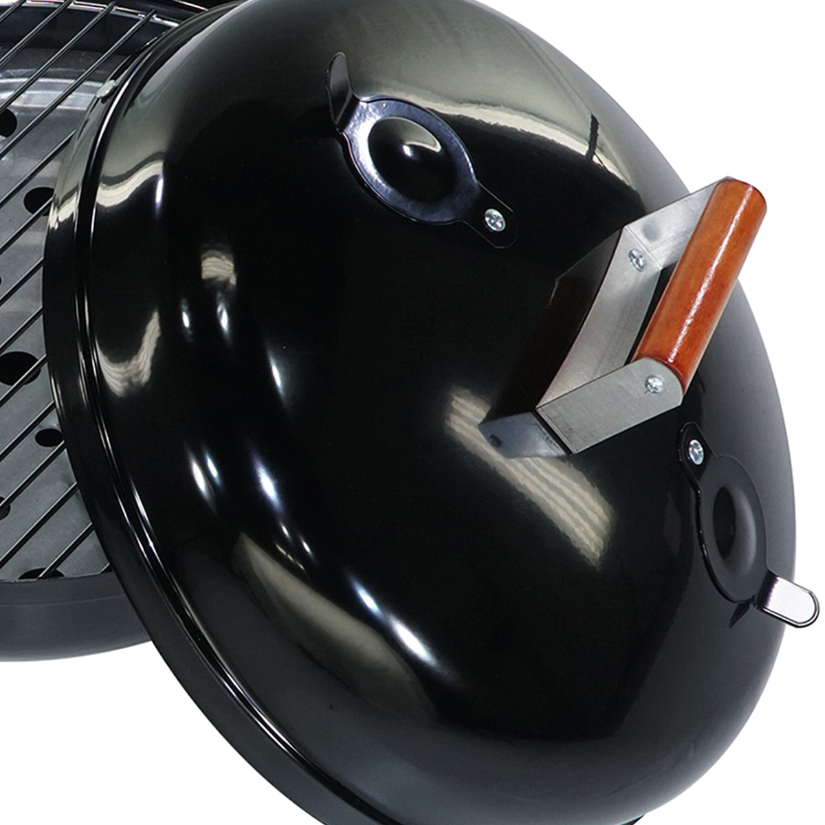 Americana Lock N Go Charcoal Grill w/Locking Hood & Bowl, Black (Open Box) - VMInnovations