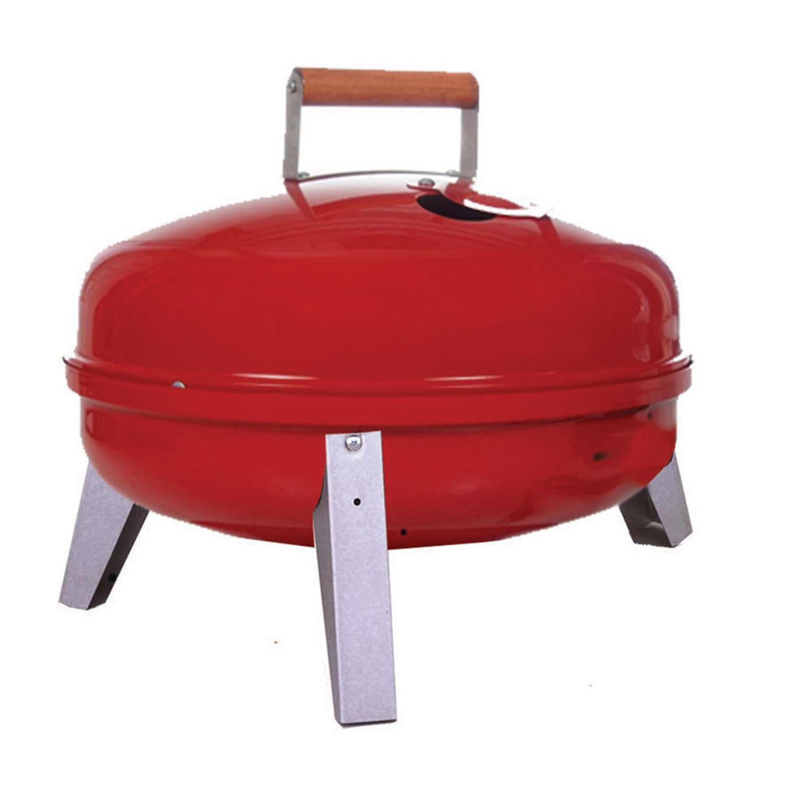 Americana Lock N Go Portable Charcoal Grill with Locking Hood and Bowl, Red - VMInnovations
