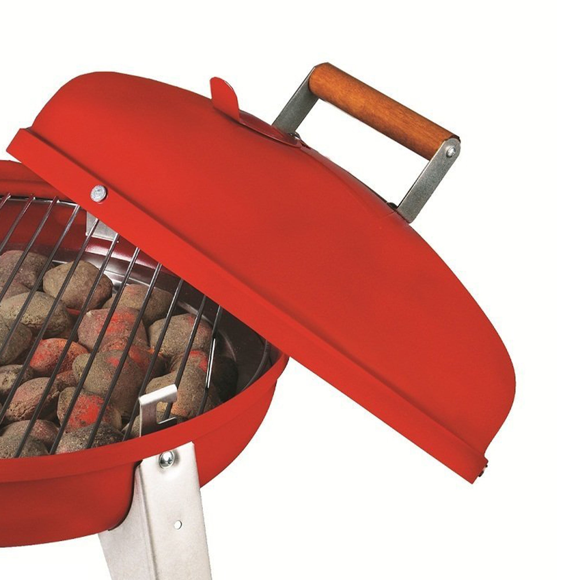 Americana Wherever Grill Dual-Fuel Portable Electric and Charcoal BBQ Grill, Red - VMInnovations