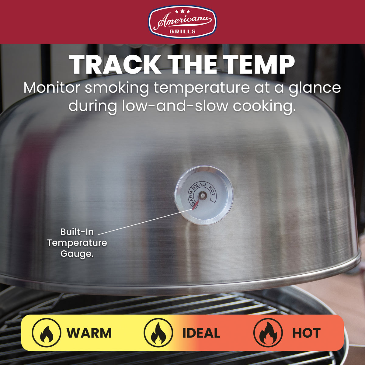 Americana Grills 351 Square Inch Stainless Steel Charcoal BBQ Meat Smoker (Used)