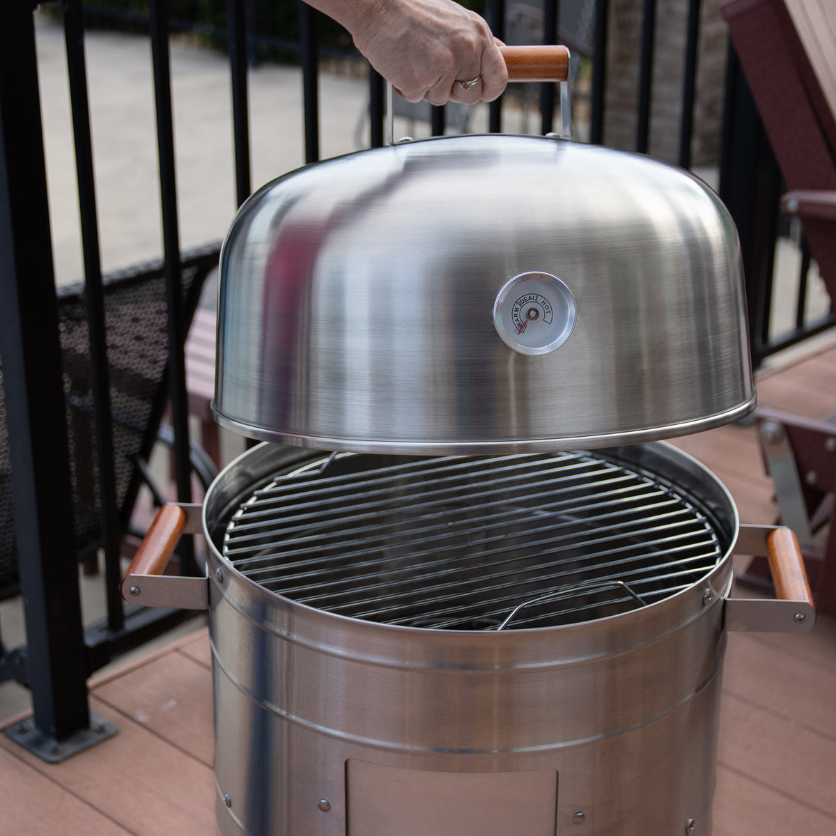 Americana Grills 351 Square Inch Stainless Steel Charcoal BBQ Meat Water Smoker