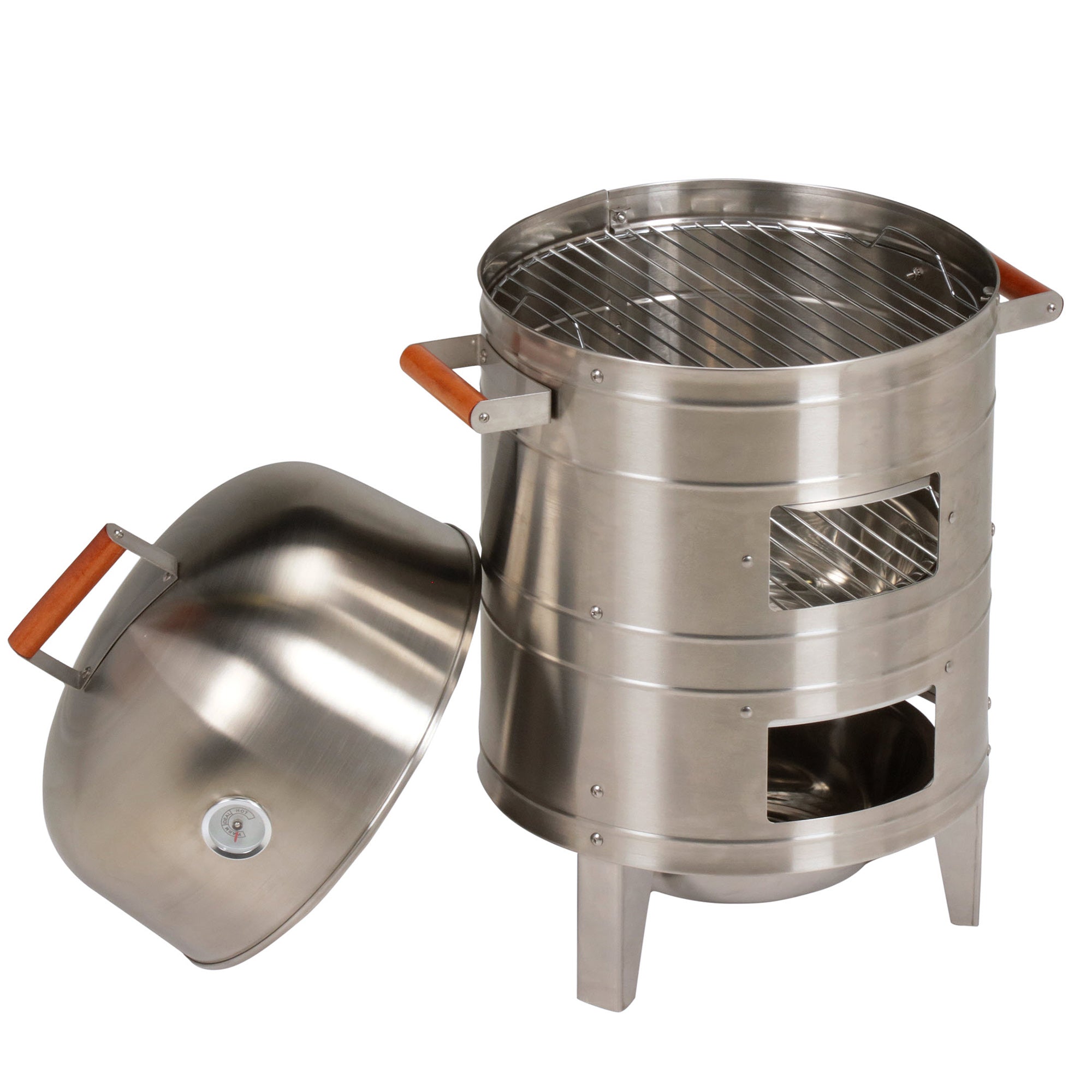 Americana Grills Square Inch Stainless Steel Charcoal BBQ Meat Smoker (Open Box) - VMInnovations