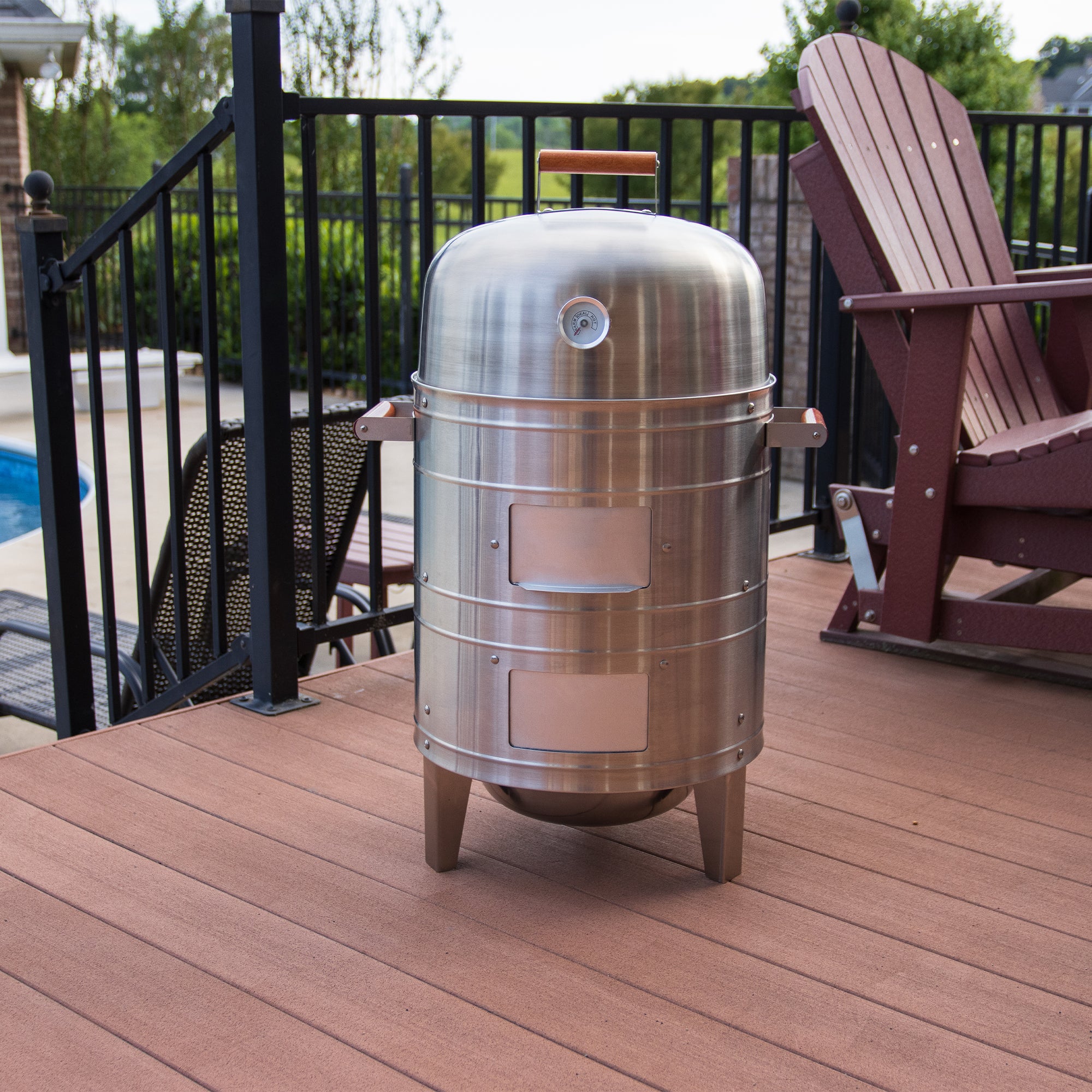 Americana Grills Square Inch Stainless Steel Charcoal BBQ Meat Smoker (Open Box) - VMInnovations