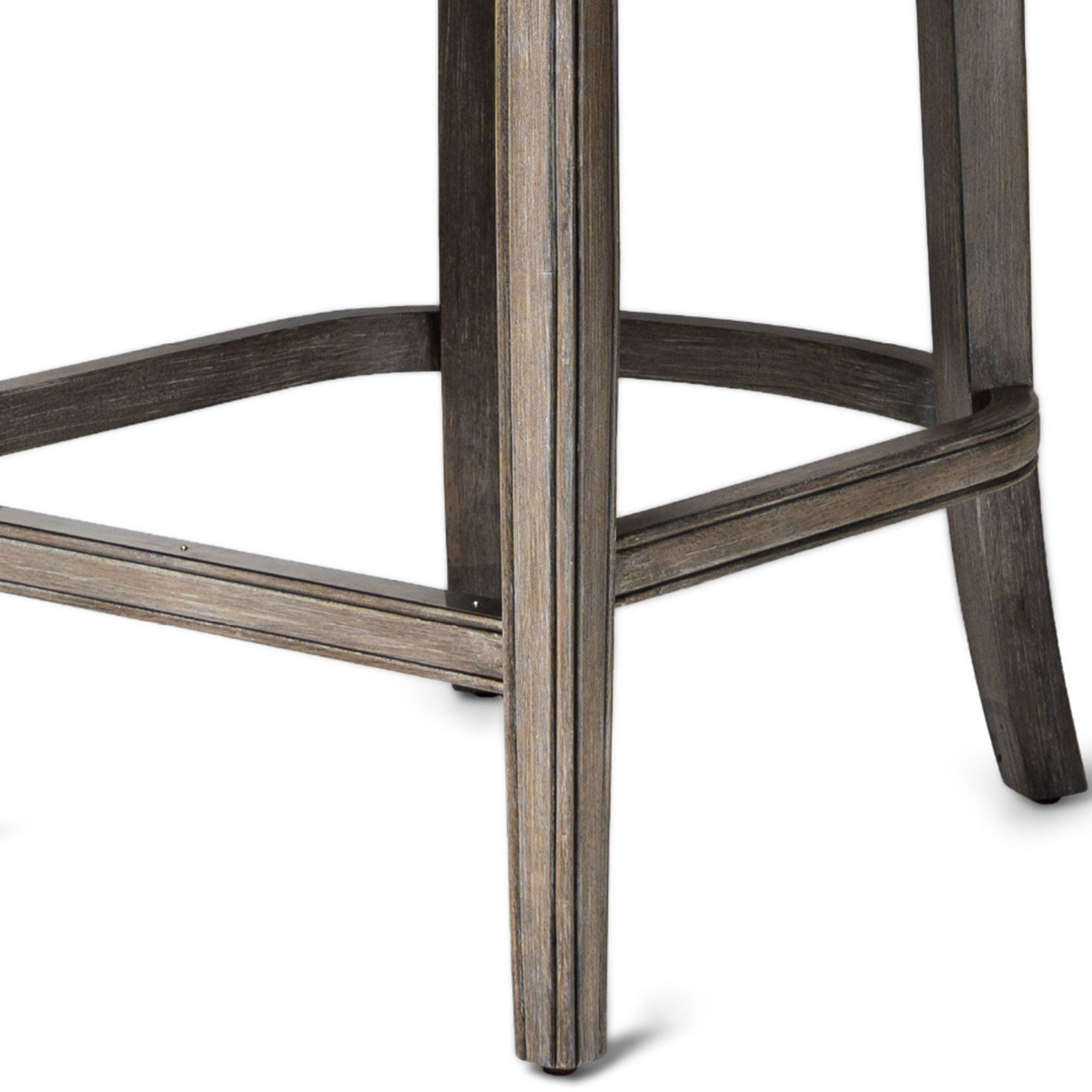 Maven Lane Hugo Counter Stool, Reclaimed Oak Finish & Ash Grey Fabric Upholstery - VMInnovations