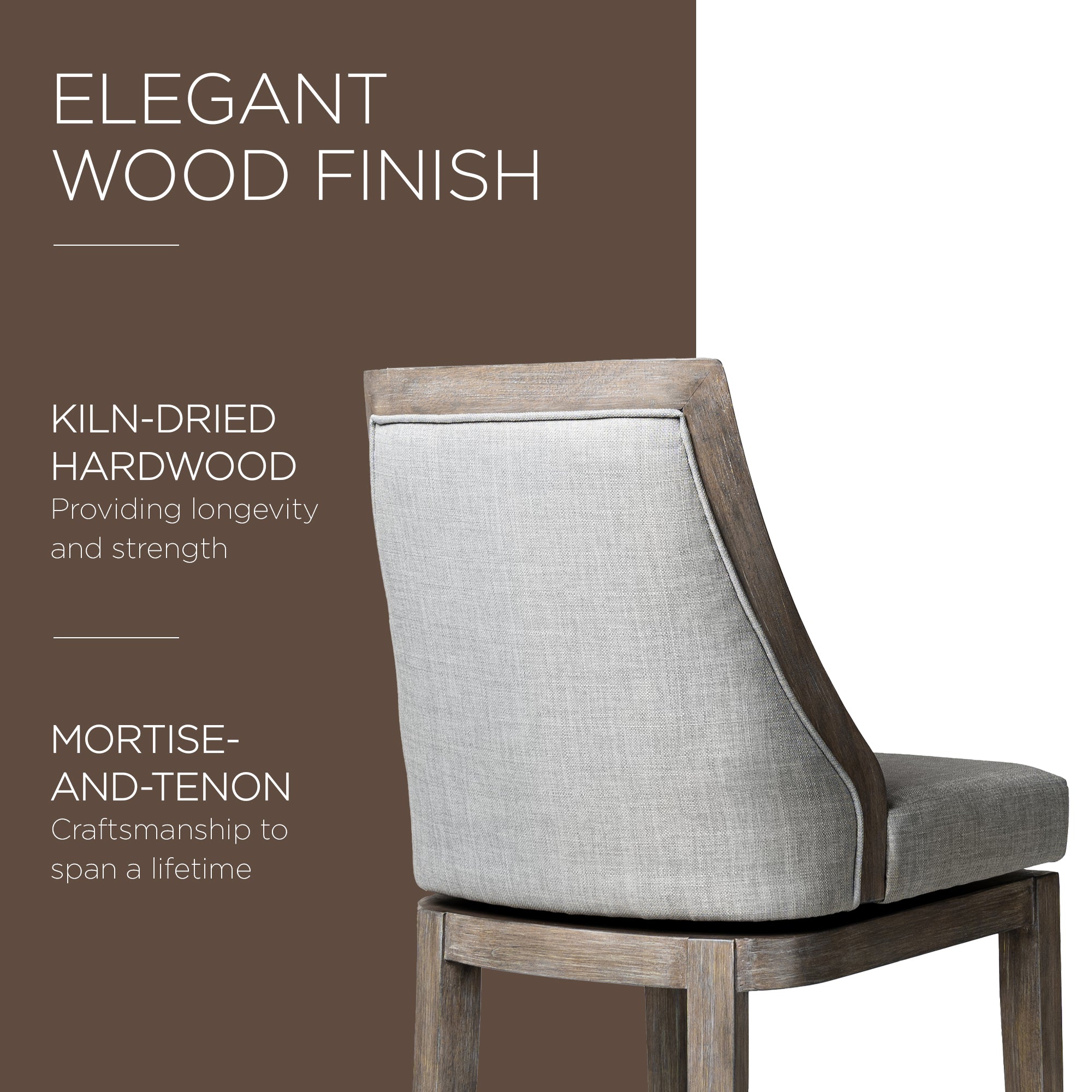 Maven Lane Vienna High-Back Kitchen Swivel Stool, Reclaimed Oak,(Used) - VMInnovations