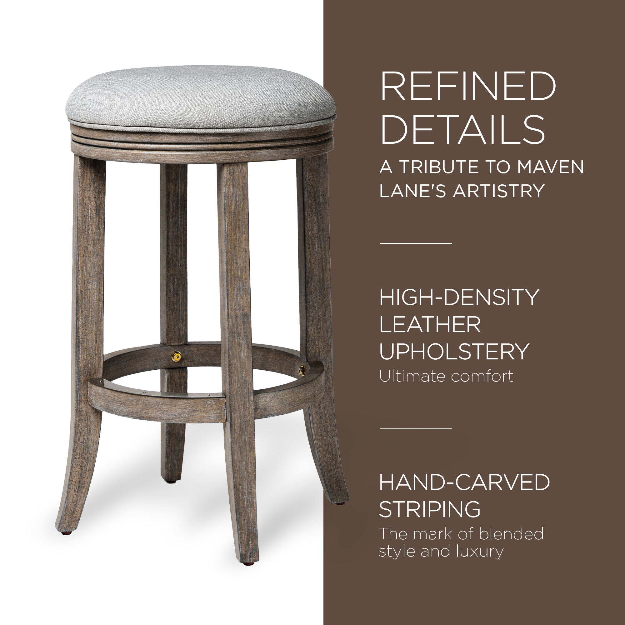 Maven Lane Backless Kitchen Swivel Stool, Reclaimed Oak,Counter Height Open Box) - VMInnovations