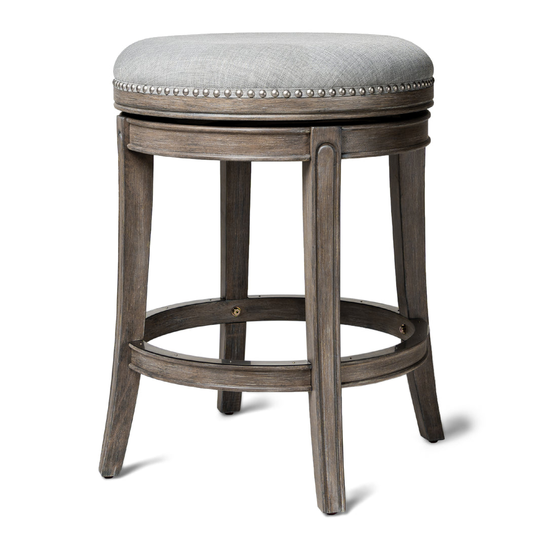 Maven Lane Alexander Round Backless Swivel Stool, Reclaimed Oak(Open Box) - VMInnovations