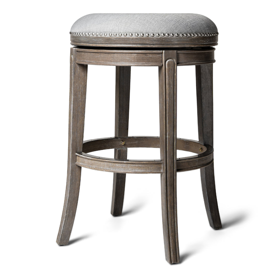 Maven Lane Alexander Round Backless Swivel Bar Stool, Oak, Bar Height (Used) - VMInnovations