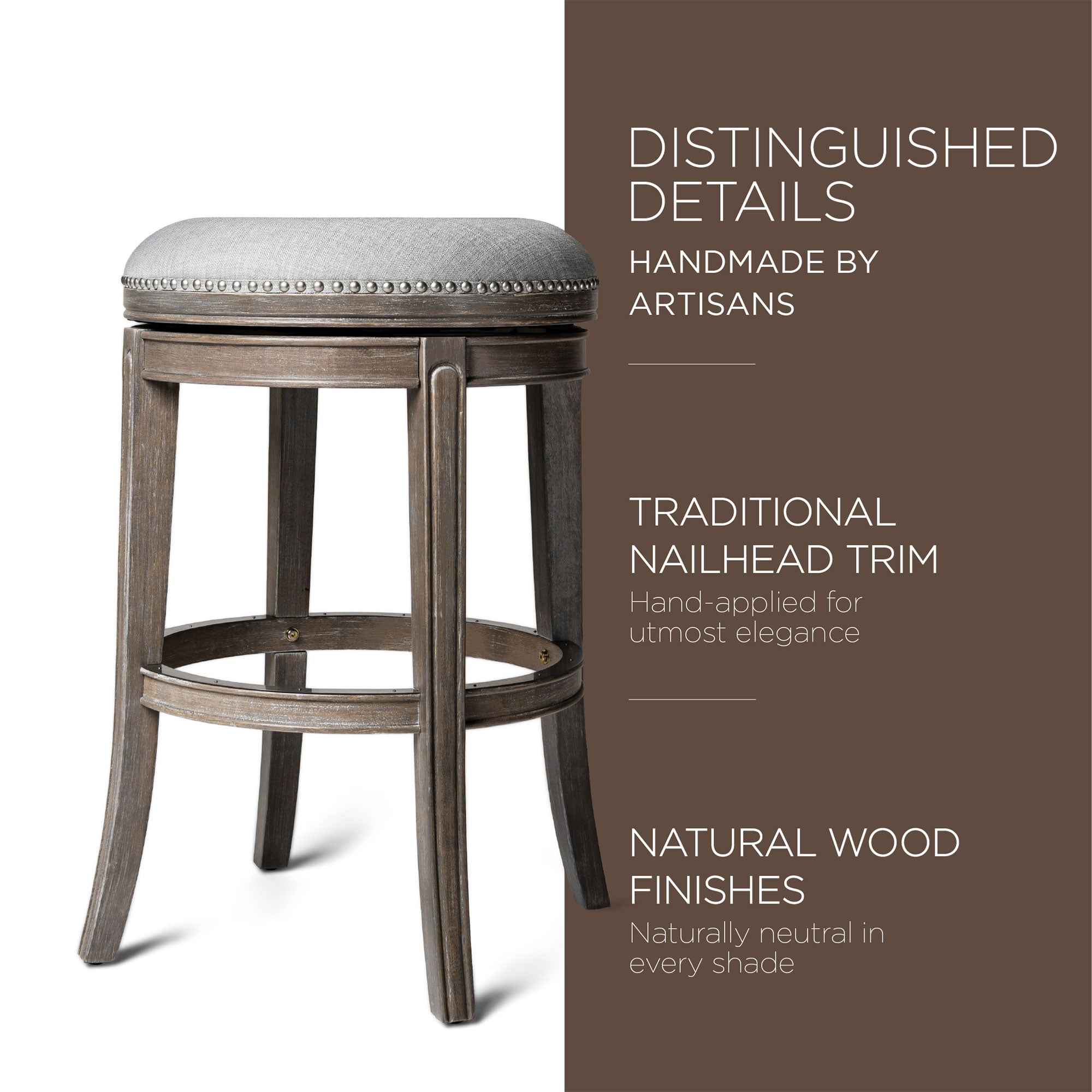 Maven Lane Alexander Round Backless Swivel Bar Stool, Oak, Bar Height (Used) - VMInnovations