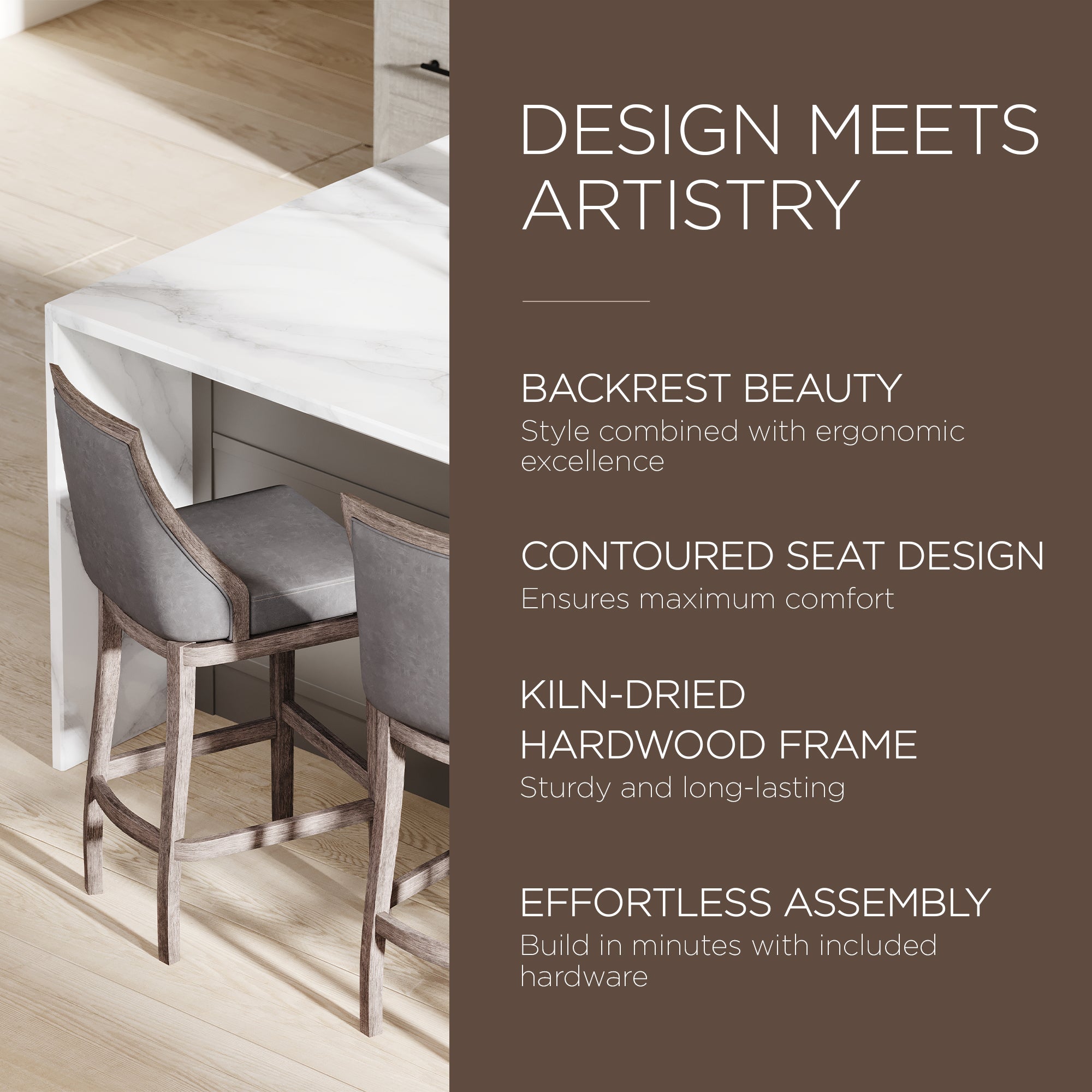 Maven Lane Vienna Bar Stool in Oak Finish w/Ronan Stone Vegan Leather(For Parts) - VMInnovations