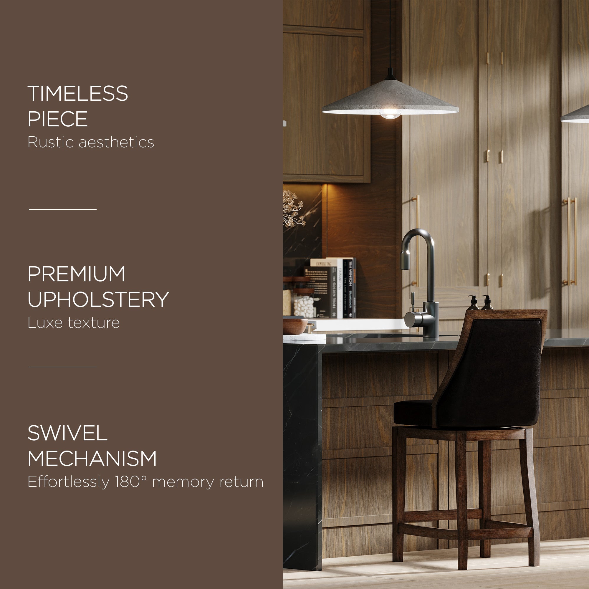Maven Lane Vienna Stool, Walnut Finish w/Marksman Saddle Vegan Leather(Open Box) - VMInnovations