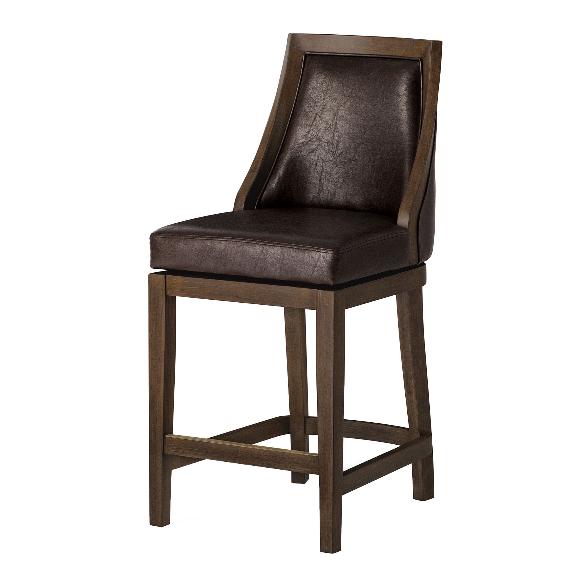 Maven Lane Vienna Stool, Walnut Finish w/Marksman Saddle Vegan Leather(Open Box) - VMInnovations