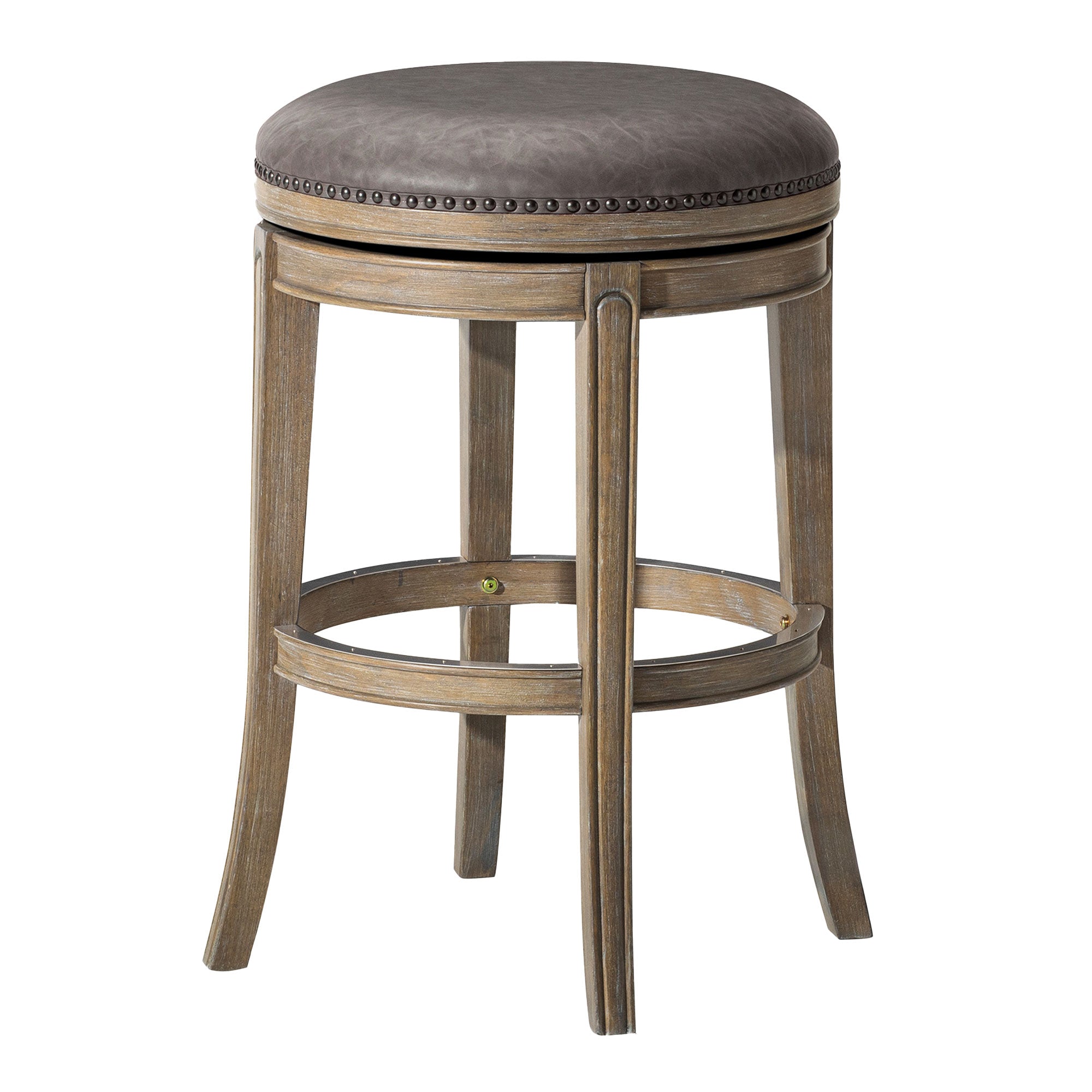 Maven Lane Bar Stool, Reclaimed Oak Finish w/Ronan Stone Vegan Leather(Open Box) - VMInnovations