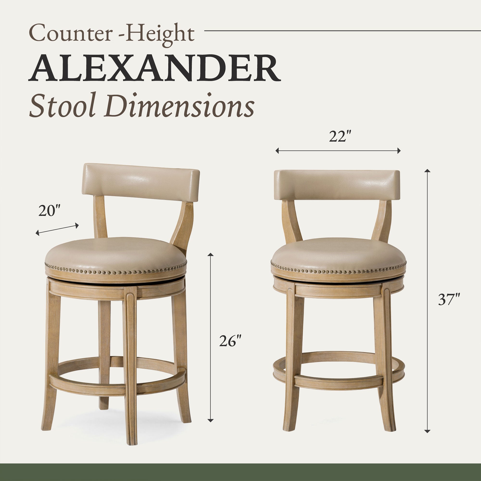 Maven Lane Weathered Oak Finish w/ Avanti Bone Vegan Leather (Open Box) - VMInnovations
