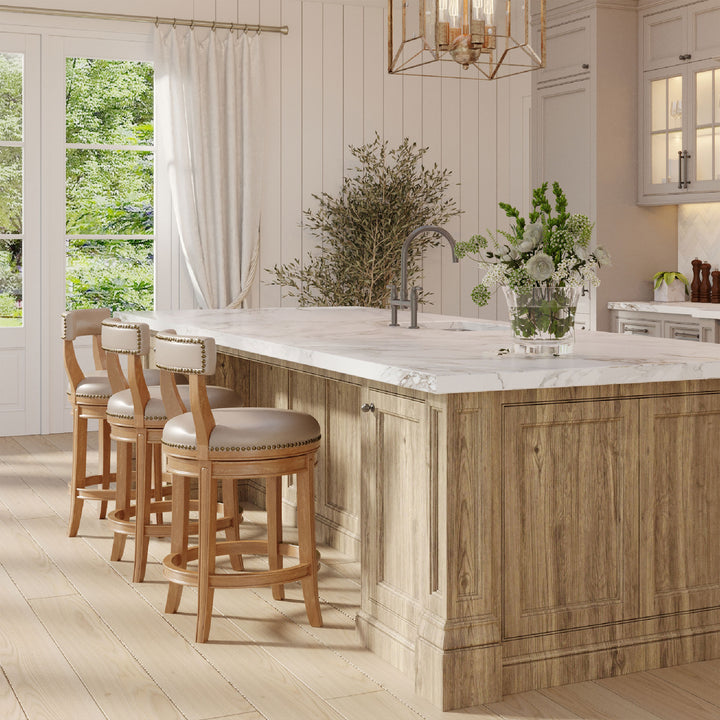 Maven Lane Counter Stool, Weathered Oak Finish w/Avanti Vegan Leather(For Parts) - VMInnovations