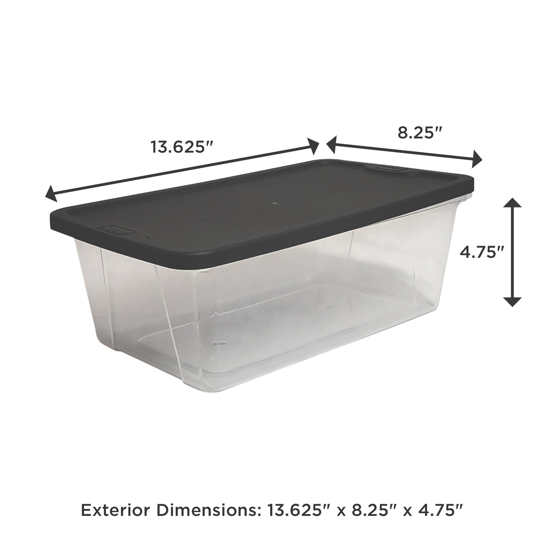 Homz Snaplock Extra Small 6-Quart Clear Storage Container Tote with Gray Lid