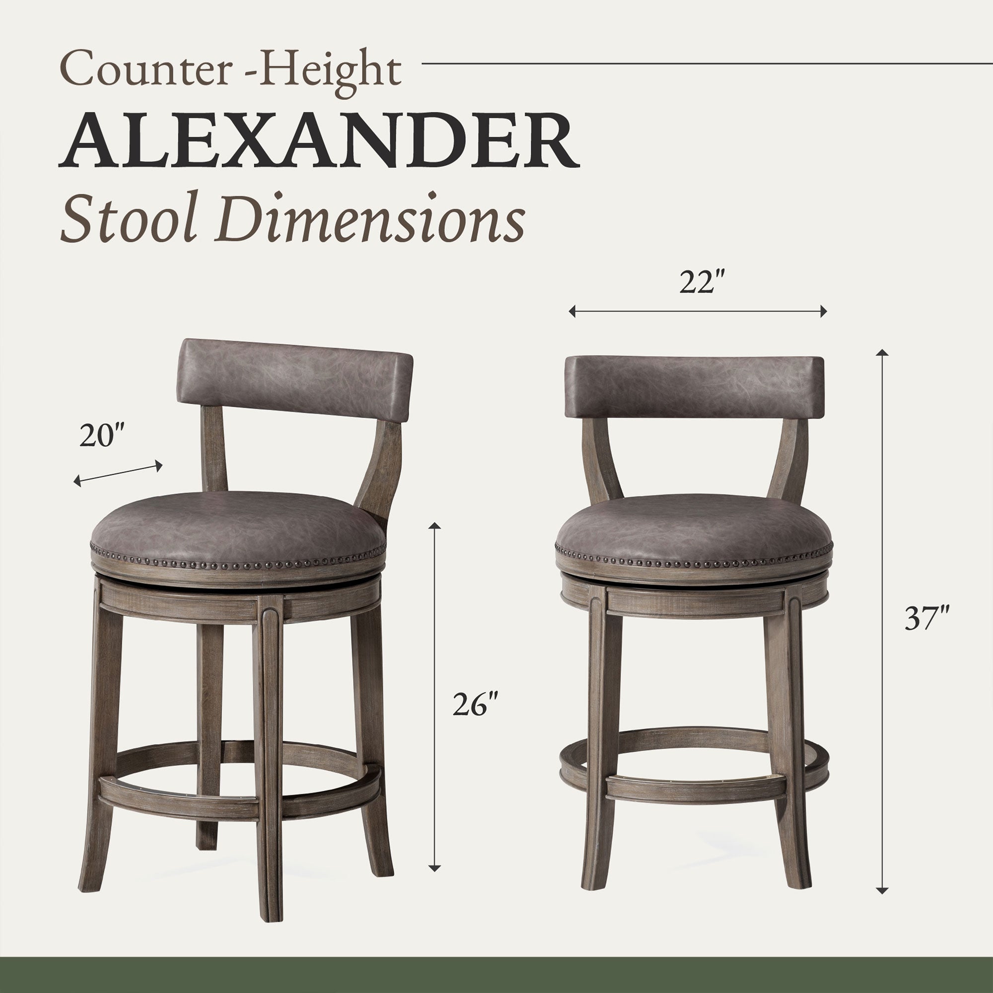 Maven Lane Counter Stool, Reclaimed Oak Finish w/Stone Vegan Leather (Used)