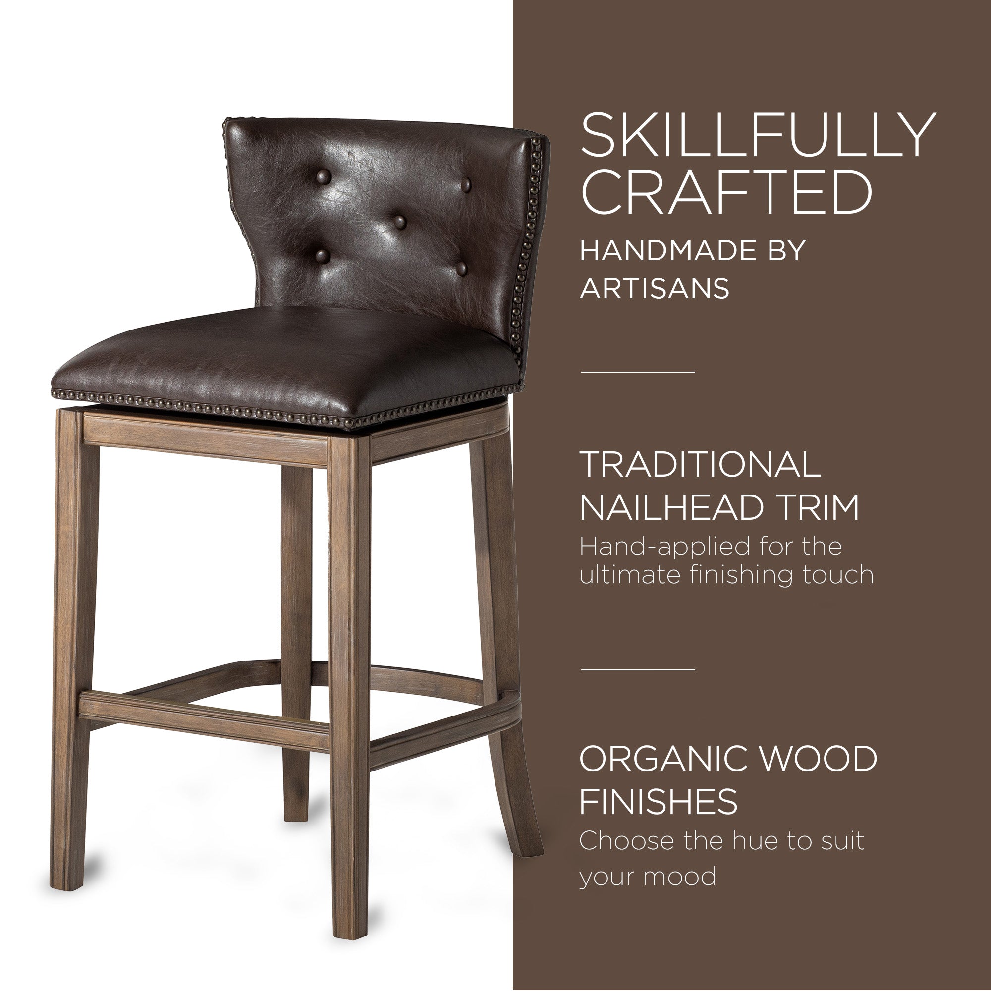 Maven Lane Hugo Bar Stool in Walnut Finish; Marksman Saddle Vegan Leather (Used) - VMInnovations