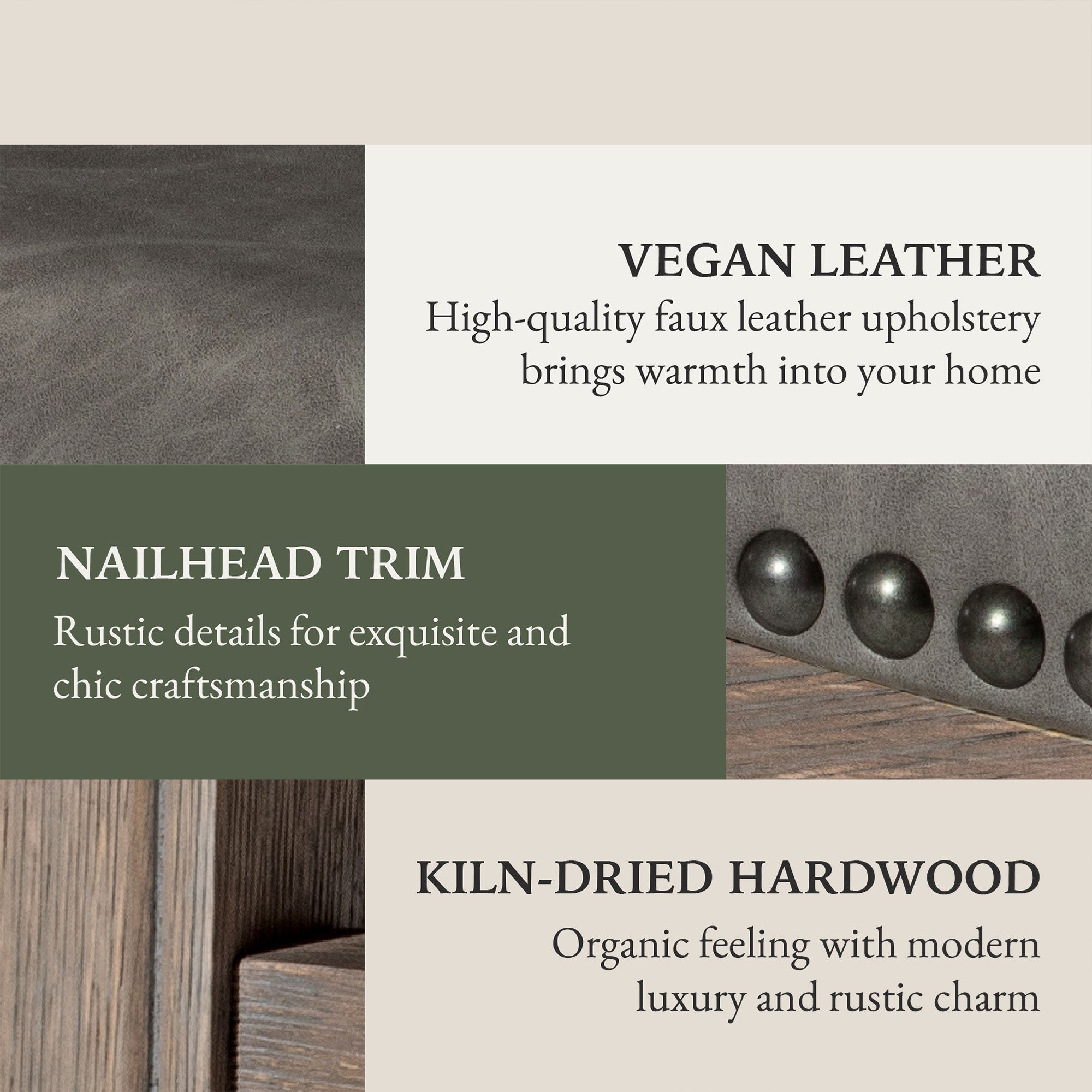Maven Lane Adrien Barstool Reclaimed Oak/Stone Vegan Leather, Set of 4(Open Box) - VMInnovations