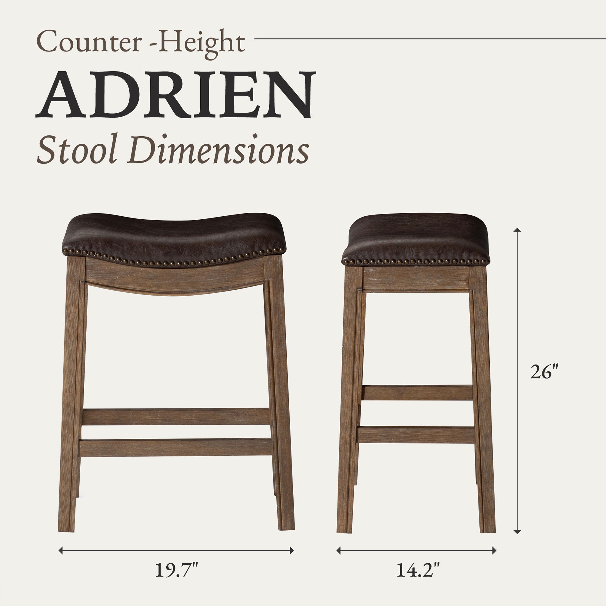 Maven Lane Adrien Saddle Counter Stool in Walnut Finish w/ Marksman Saddle Vegan Leather - VMInnovations