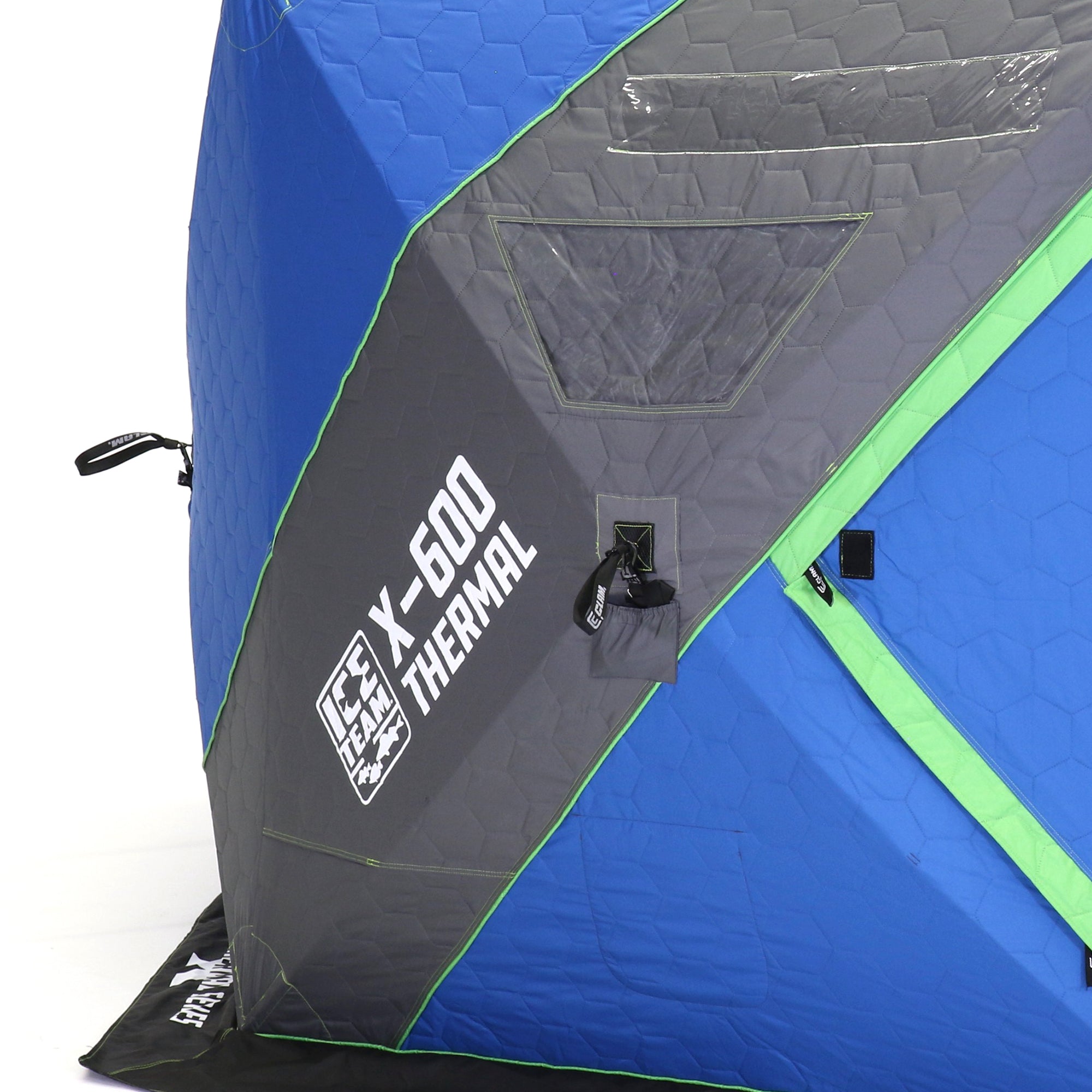 CLAM X-600 Portable 11.5' 6 Person Ice Team Thermal Hub Shelter w/Dimmable Light - VMInnovations