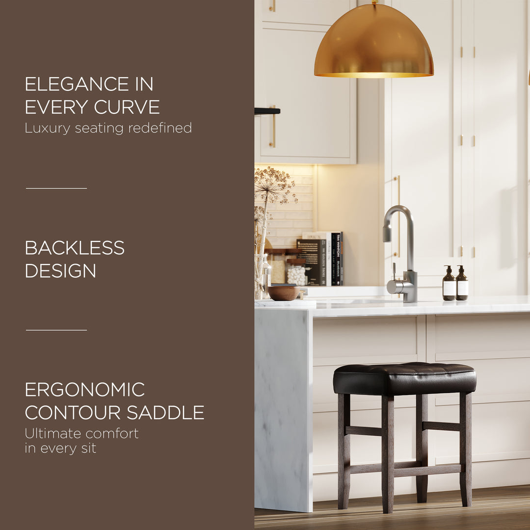 Maven Lane Home Harper Counter Stool in True Walnut Wood Finish, 2pc (For Parts) - VMInnovations