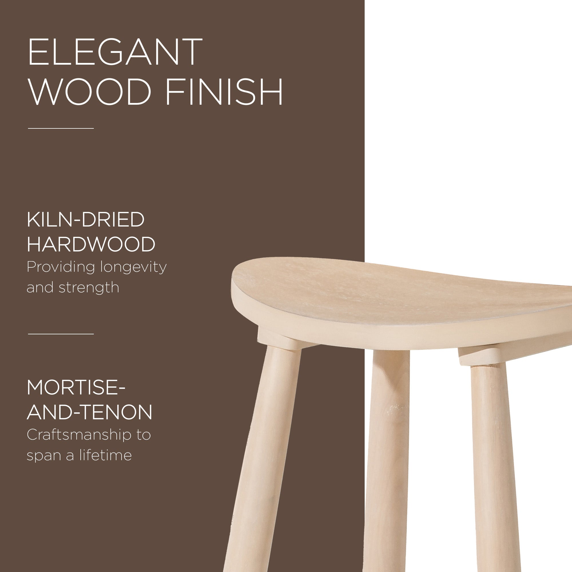 Maven Lane Luna Counter Stool in Light Oak Wood Finish, Set of 4 (Open Box) - VMInnovations
