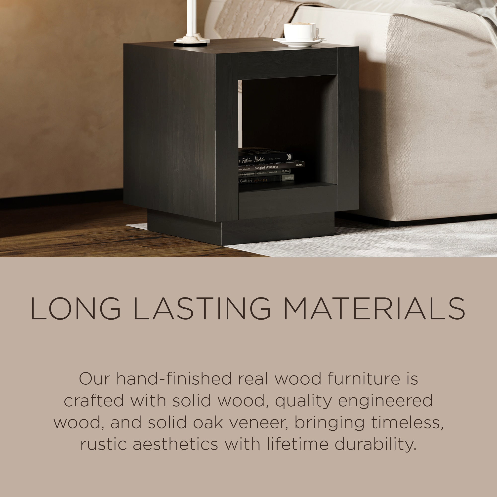 Maven Lane Contemporary Wooden Side Table in Refined Black Finish (Open Box) - VMInnovations