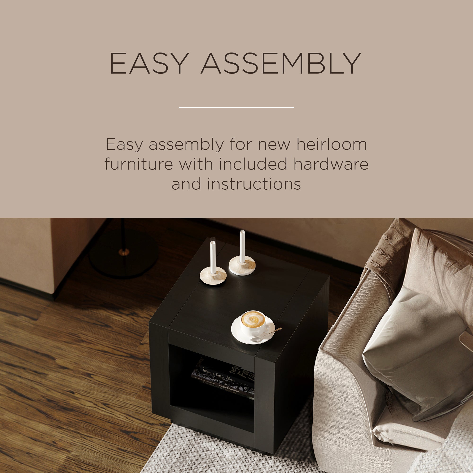 Maven Lane Artemis Contemporary Wooden Side Table in Refined Black Finish (Used) - VMInnovations