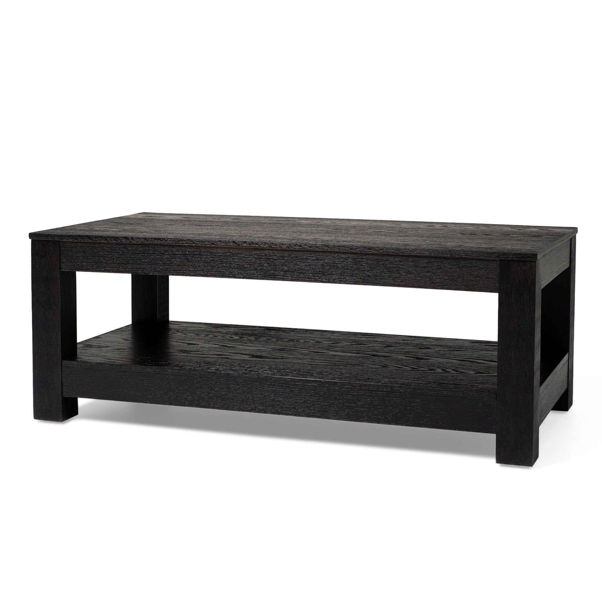 Maven Lane Paulo Wooden Coffee Table in Weathered Black Finish (Open Box) - VMInnovations