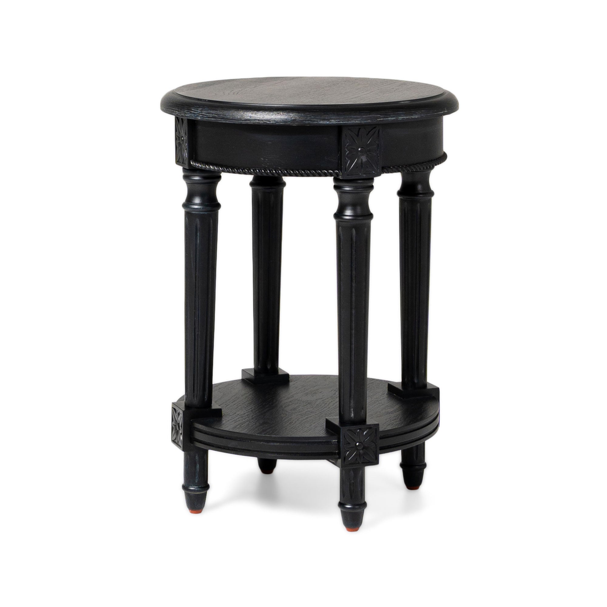 Maven Lane Traditional Wooden Side Table in Antiqued Black Finish (For Parts) - VMInnovations