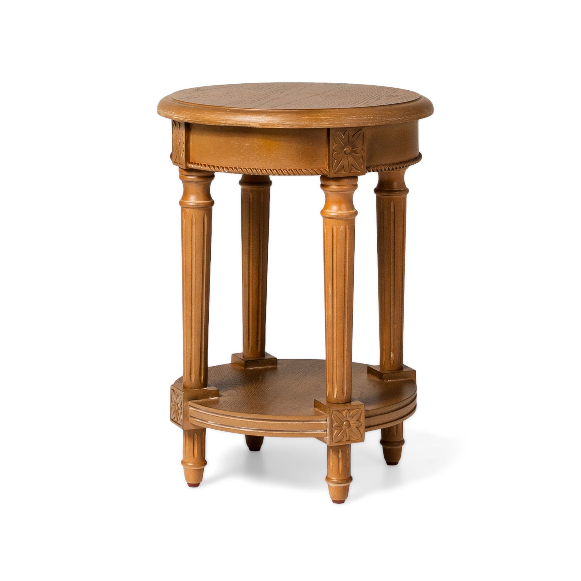 Maven Lane Pullman Traditional Wooden Side Table, Antiqued Natural Finish (Used) - VMInnovations