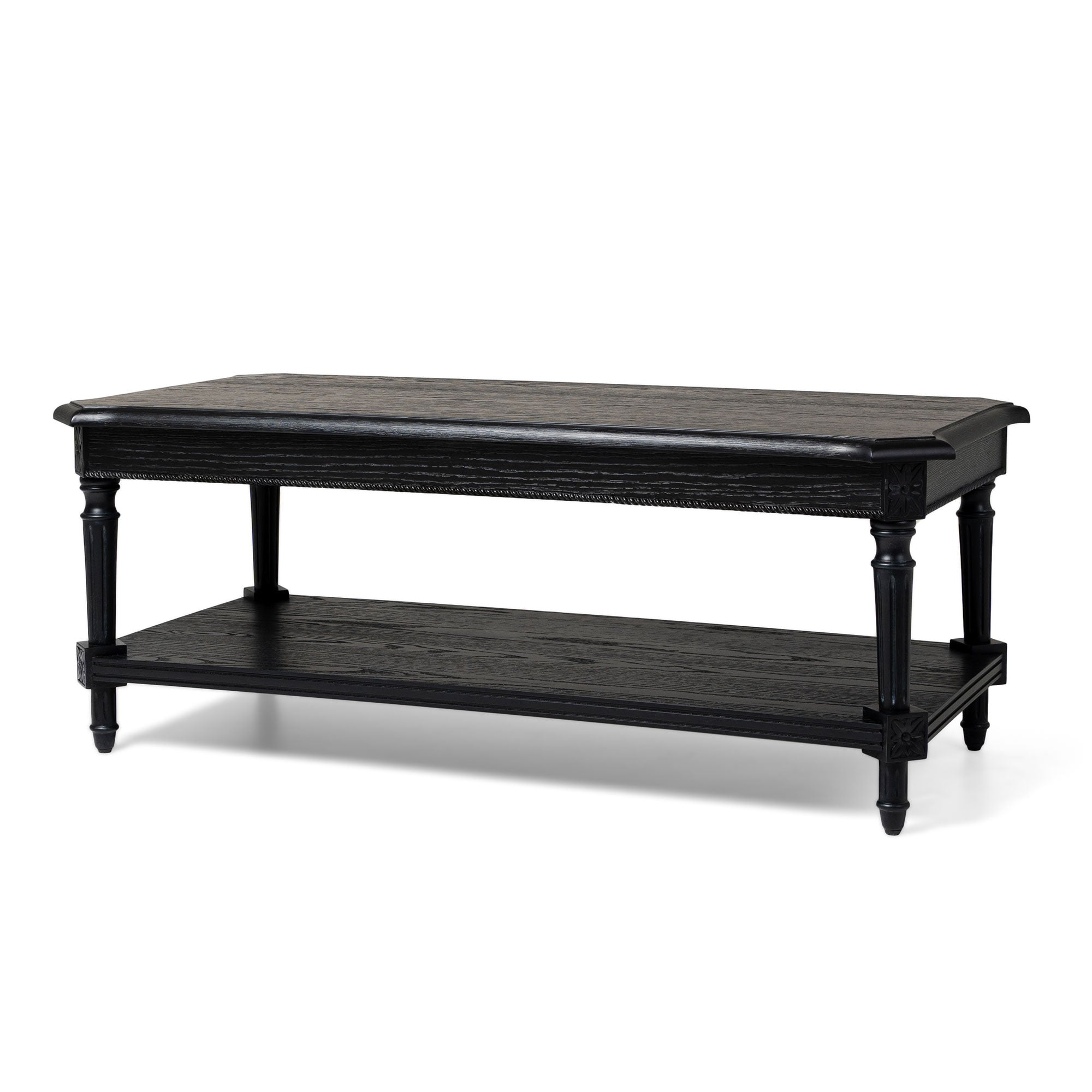 Maven Lane Pullman Traditional Wooden Coffee Table, Antiqued Black (Open Box) - VMInnovations