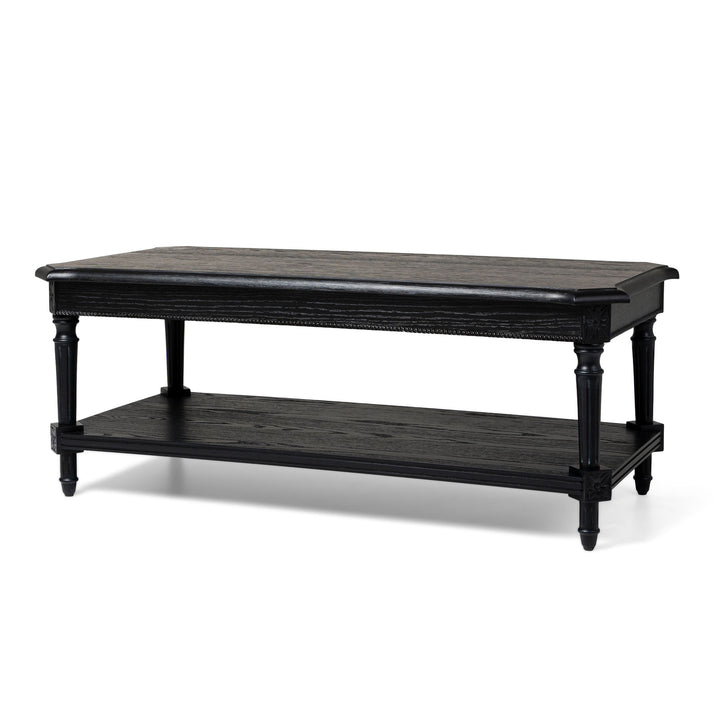 Maven Lane Pullman Traditional Rectangular Wooden Coffee Table, Antiqued Black - VMInnovations