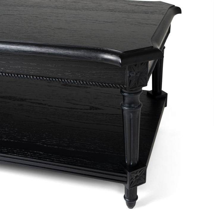 Maven Lane Pullman Traditional Square Wooden Coffee Table, Black, Set of 4 - VMInnovations