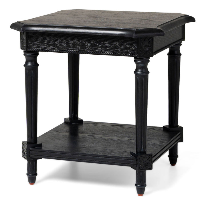 Maven Lane Pullman Traditional Square Wooden Side Table, Black, Set of 3 - VMInnovations