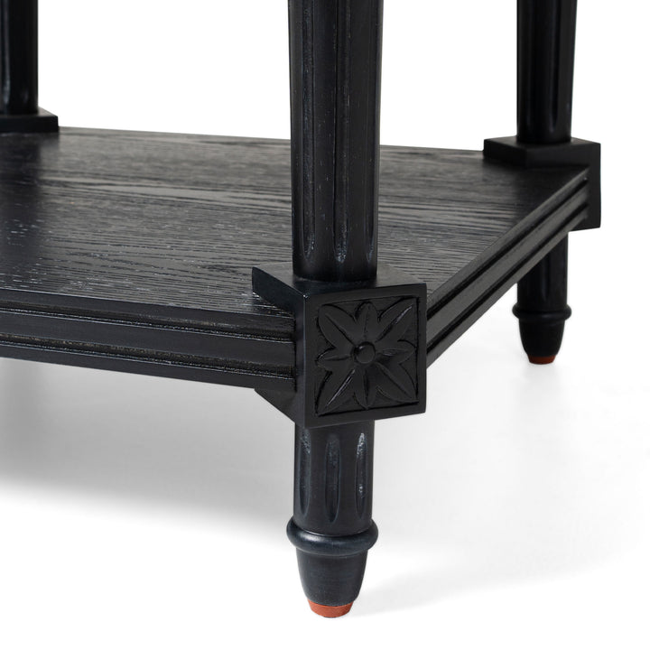 Maven Lane Pullman Traditional Square Wooden Side Table, Black, Set of 4 - VMInnovations