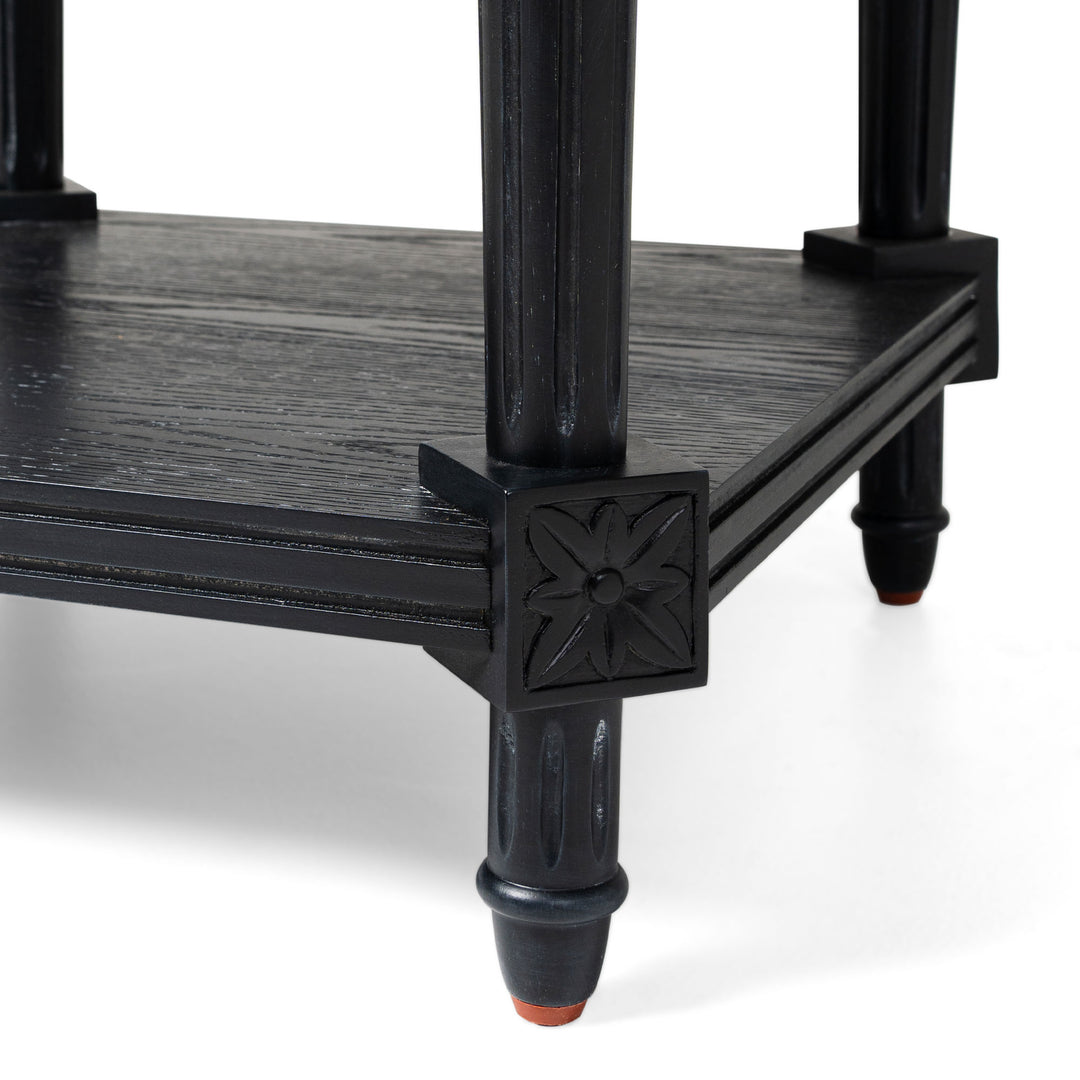 Maven Lane Pullman Traditional Square Wooden Side Table, Black, Set of 3 - VMInnovations