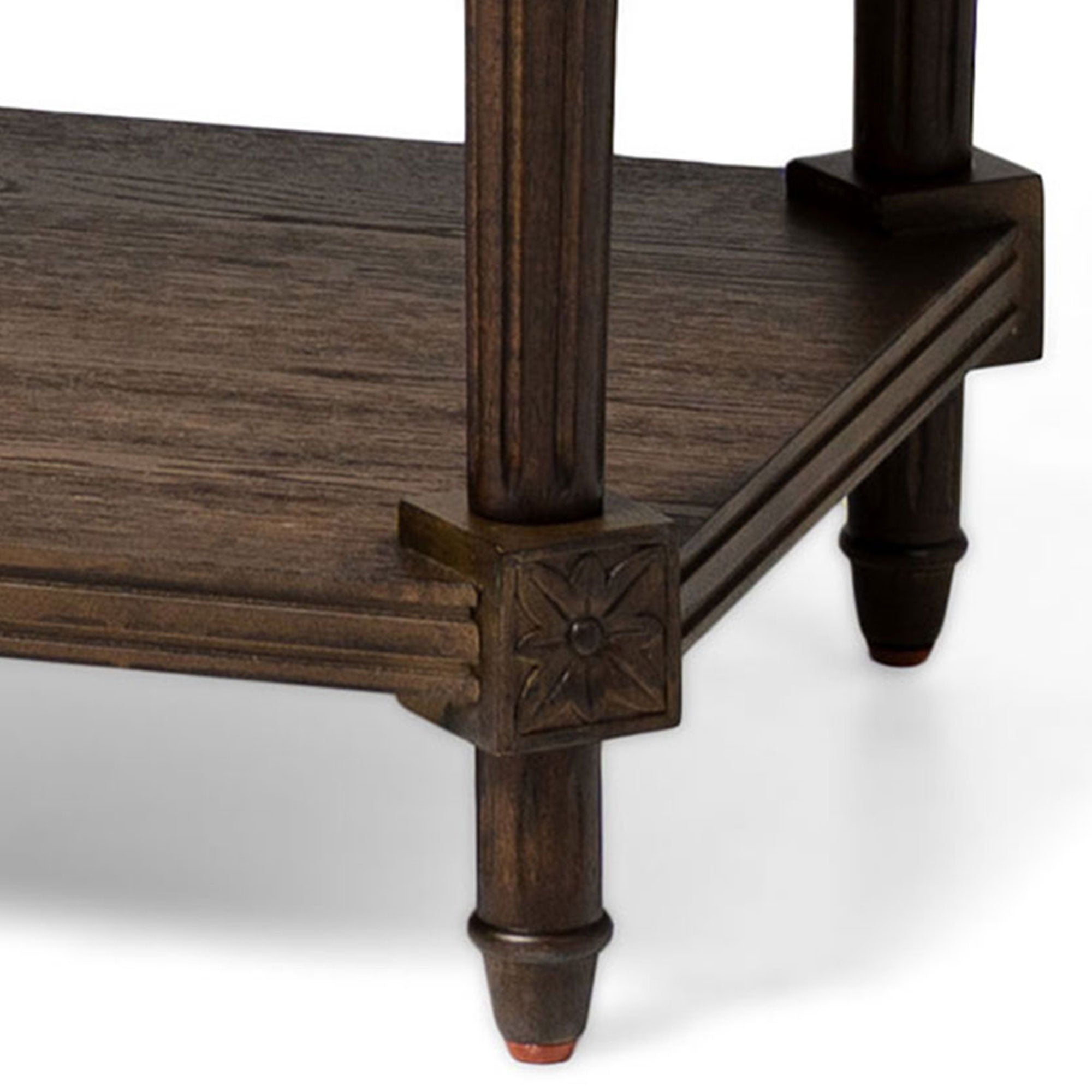 Maven Lane Pullman Traditional Wooden Side Table in Antiqued Brown Finish (Used) - VMInnovations